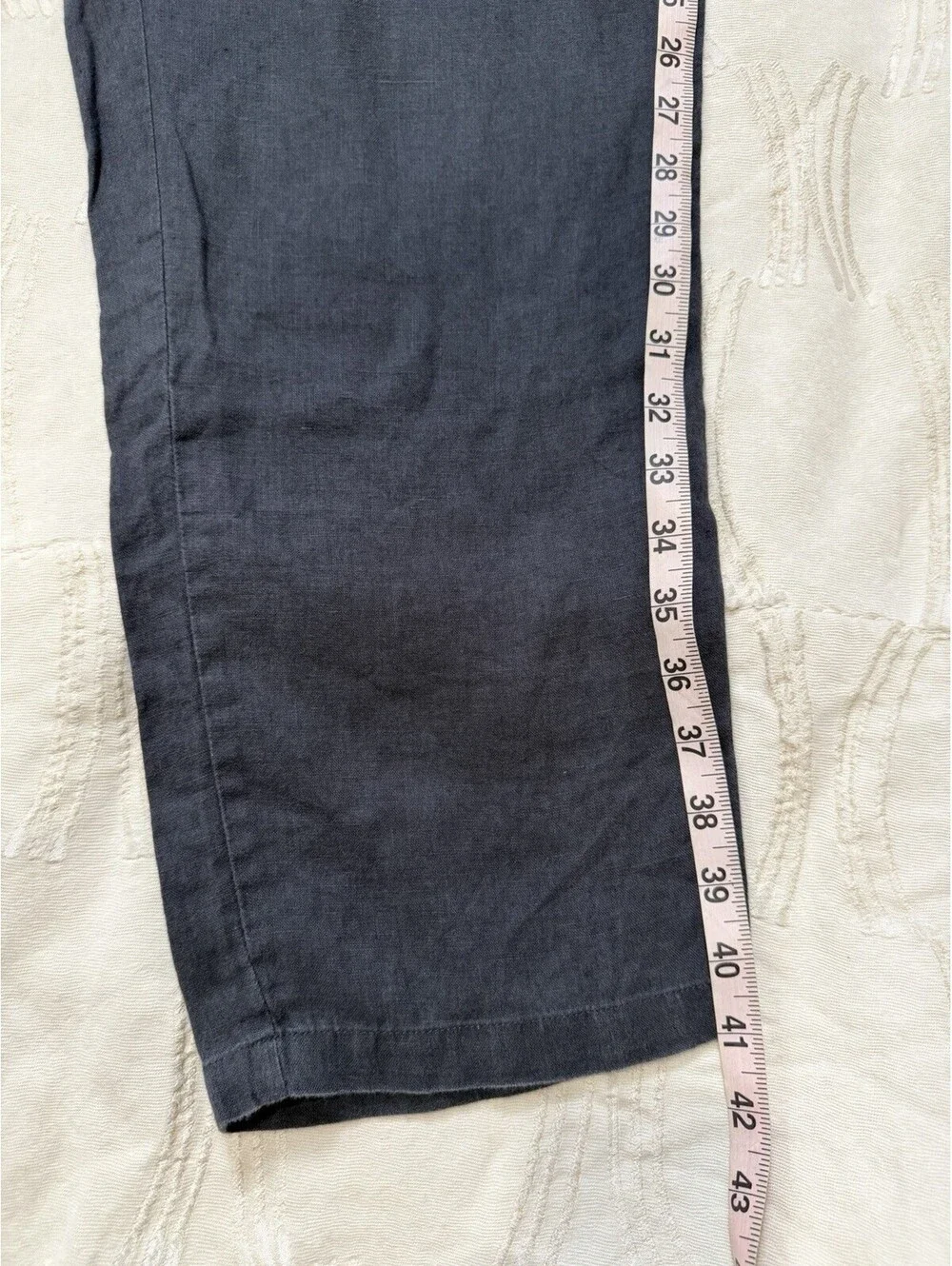 H&M Home Womens Linen Pants Size L Blue Drawstring Elastic Waist Lounge Casua